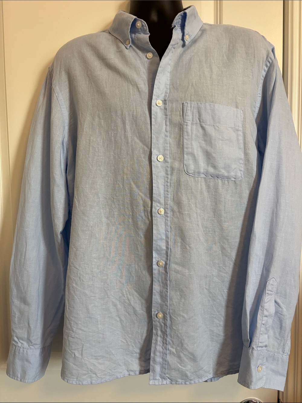 Zara Light Blue Men's Linen Button-Down Shirt. Size XL